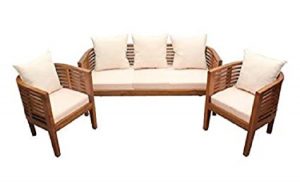 Pure Teak Wooden Round Shape Upholstered Sofa Set