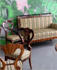 Biedermeier-Vienna seat teak wood sofa set