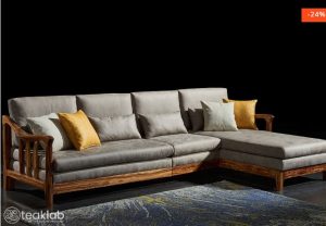 Classic Series L Shaped Teak Wood Sofa Set Design Picture
