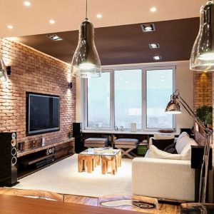 Interior brick wall and ambient lighting