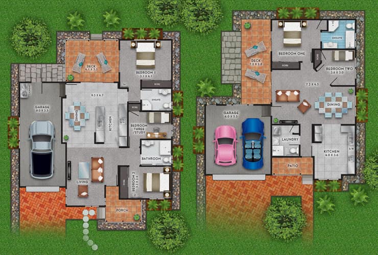 Vector Illustration of 2D House Floorplans