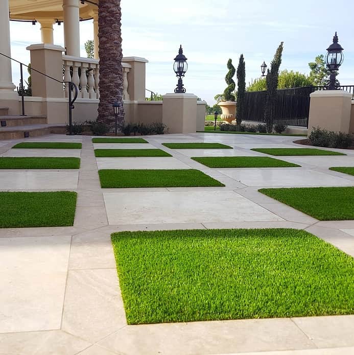 Paved-artificial grass landscape