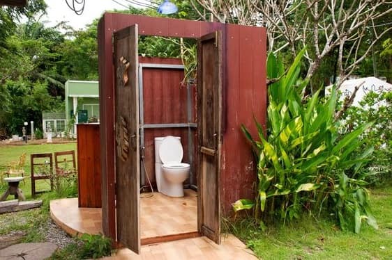 Use Reclaimed Materials Outdoor Pool Bathroom