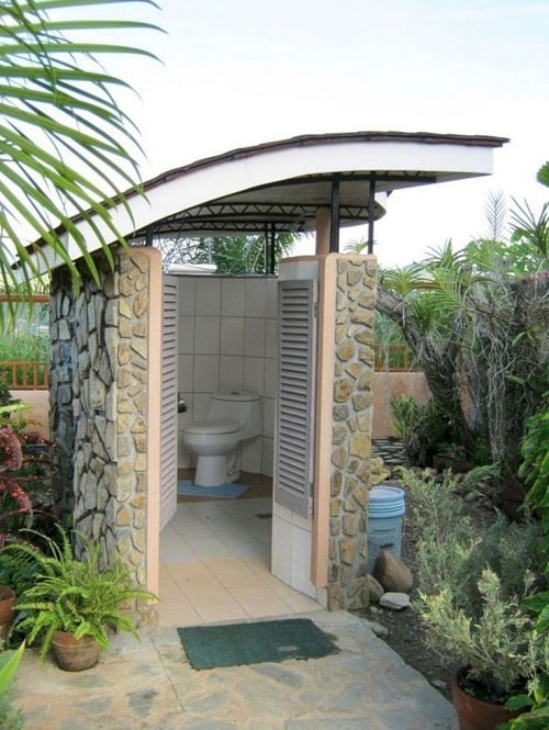 Outdoor pool bathroom idea
