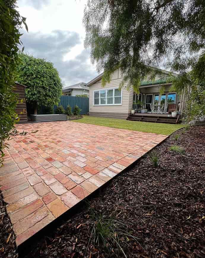 Brick pavers outdoor floor