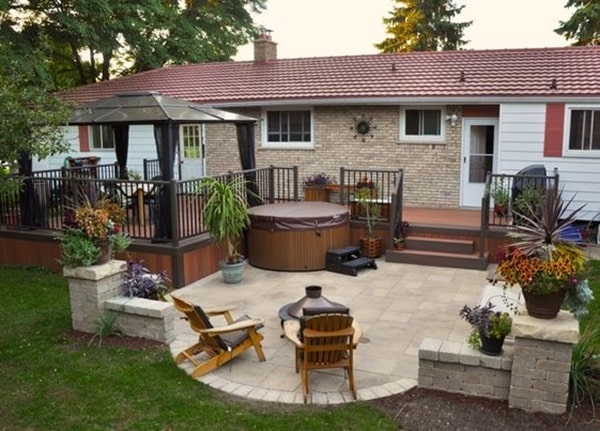 Color matching: Wood deck vs. Rooftop and Wall vs. Stone Patio