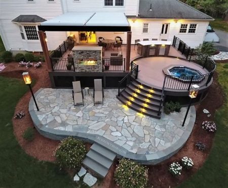 10 Best Wood Deck and Stone Patio Combination Ideas