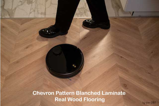 Chevron Pattern Blanched Laminate Real Wood Flooring