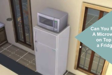 A microwave on top of a fridge