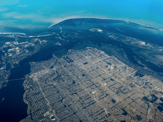Cape Coral, Florida view from the sky