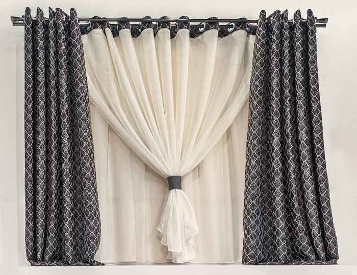 Combined curtain eyelets black fabric is used in a modern style window