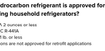 Which Hydrocarbon Refrigerant is Approved for Retrofit Into Existing Household Refrigerators?