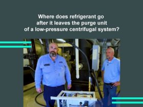 Where does refrigerant go after it leaves the purge unit of a low-pressure centrifugal system?