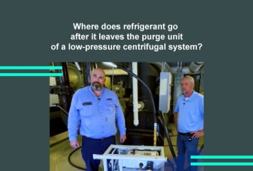 Where does refrigerant go after it leaves the purge unit of a low-pressure centrifugal system?