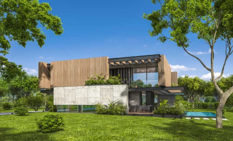 3D rendering of modern cozy house