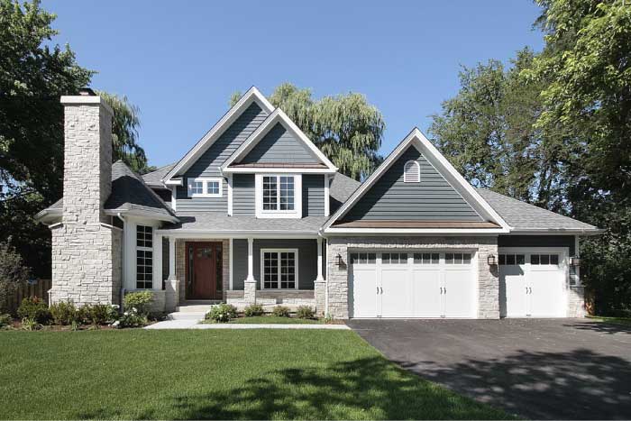 The top front of this house is built out of triangles